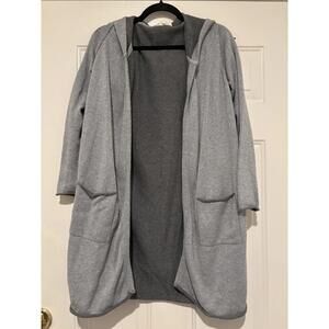Eileen fisher grey women's open long cardigan hoodie sweater sz S #1584